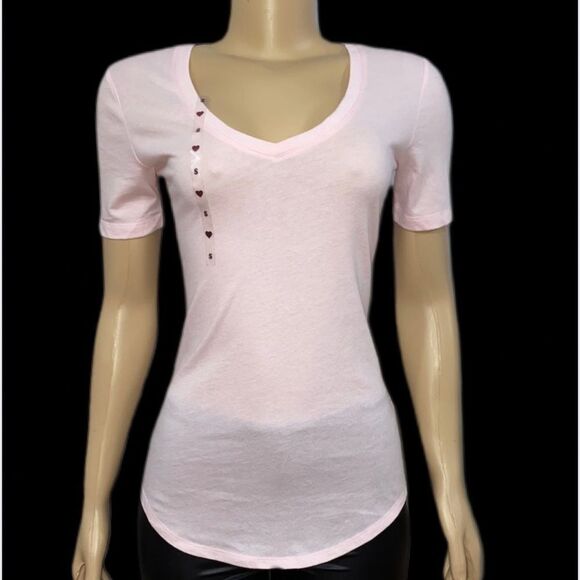Victoria Secret Discontinued Supersoft V-neck Fitted T- shirt round bottom Pink - Picture 1 of 2